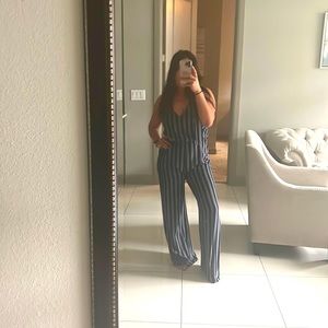 Long flare stripped romper